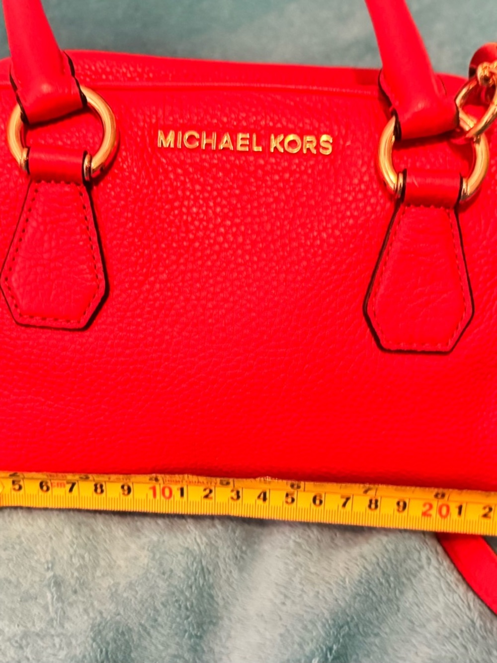Michael Kors Bright Red Pebbled Leather Satchel with Tassel - Picture 4 of 8
